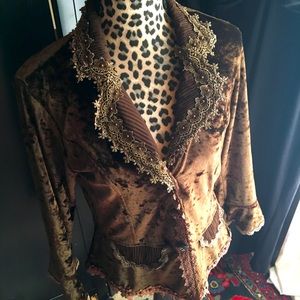 Brown velvet blazer / blouse